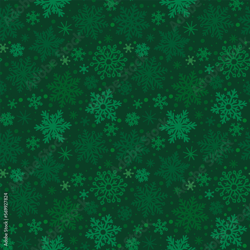 christmas background with green snowflakes