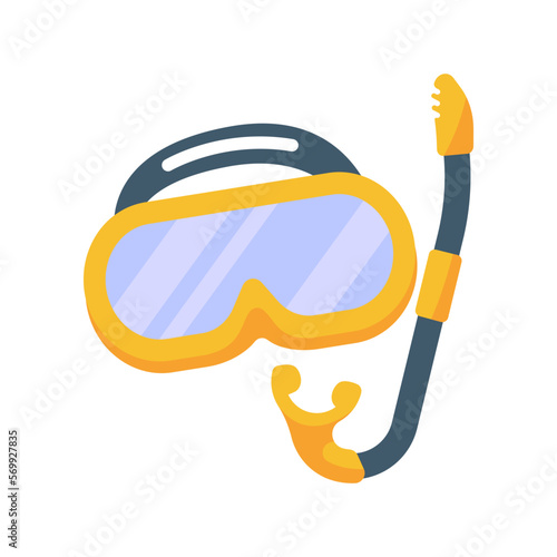Diving mask. breathing apparatus for watching coral reefs under the sea