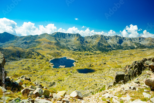 Pyrenees Pessons peak and lakes in Andorra