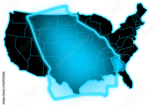 Georgia map blue glow futuristic transparent background photo