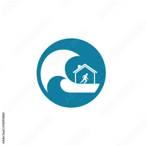 symbol of tsunamis, natural disasters, vector art.