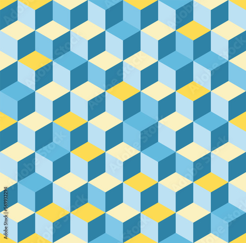 Seamless cube pattern - modern hexagonal cuboid design