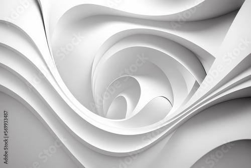 abstract white background with wavy lines. Generative AI.