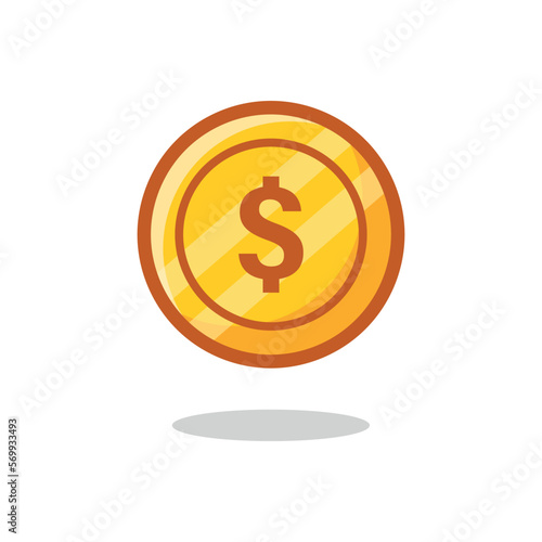 Golden dollar coin vector icon .
