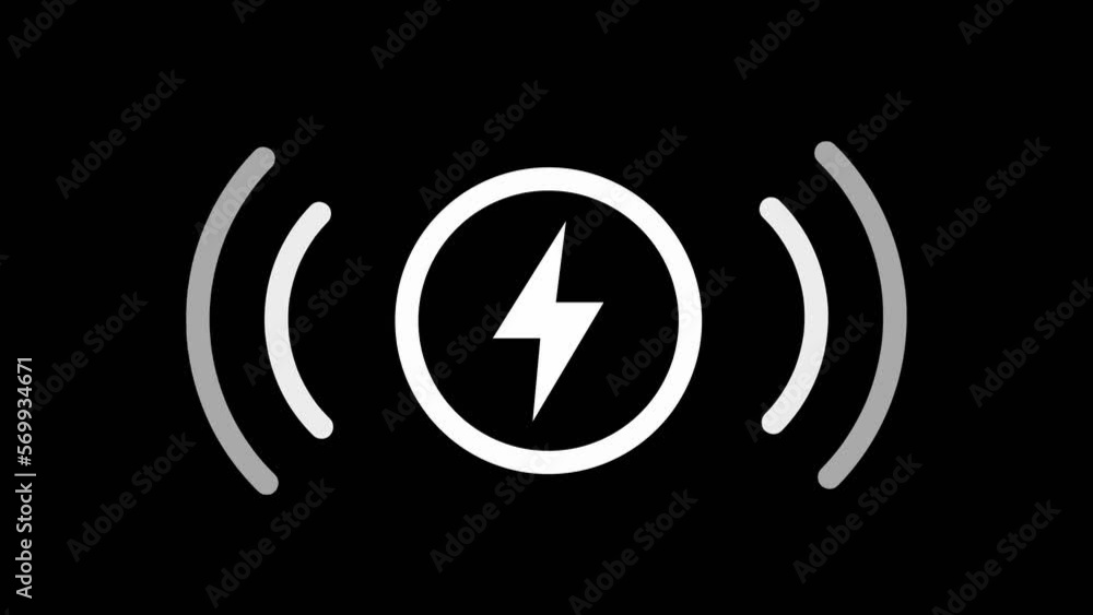 wireless charger vector icon isolated on black background. Charging battery on charging pad. 4K Video motion graphic animation. wireless charger vector icon isolated on black background. Charging battery on charging pad. 4K Video motion graphic animation.