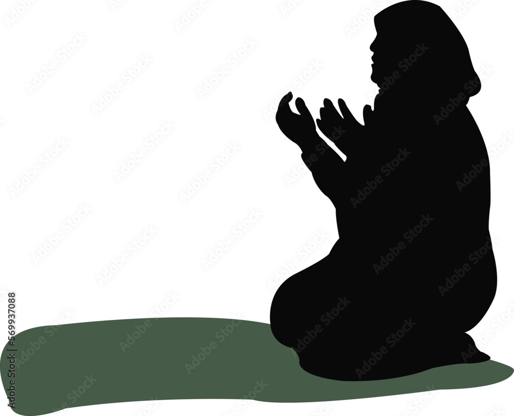 a woman praying, body silhouette vector