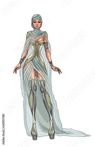 fashion illustration, women's fantasy costume, fairy-tale image