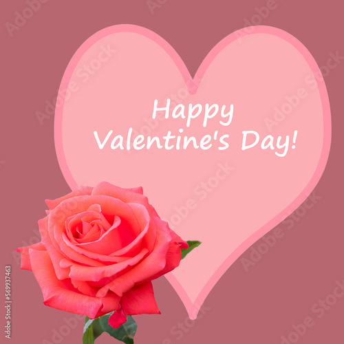 Valentine's Day illustration with symbolic heart and rose.
