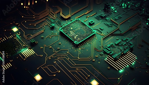 Futuristic circuit board, Illustration high computer technology, Hi-tech digital technology concept with Generative AI Technology.