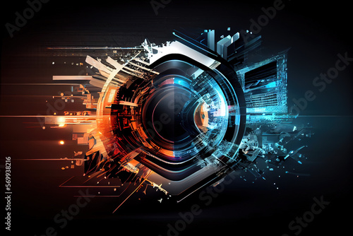 Abstract futuristic fade computer technology business. Generative AI