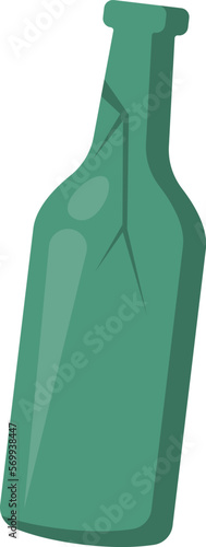 Broken glass bottle flat icon Trash sorting and utilization