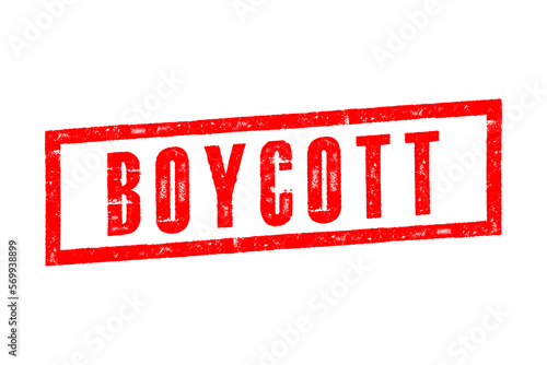 BOYCOTT red Rubber Stamp over a white background.
