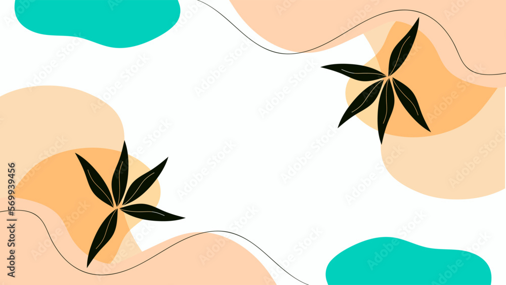 Naklejka premium SIMPLE ILLUSTRATION AESTHETIC LEAF BACKGROUND PASTEL FLAT COLOR. FLORAL MODERN SHAPE DESIGN VECTOR. GOOD FOR WALLPAPER, POSTER, COVER, GREETING CARD