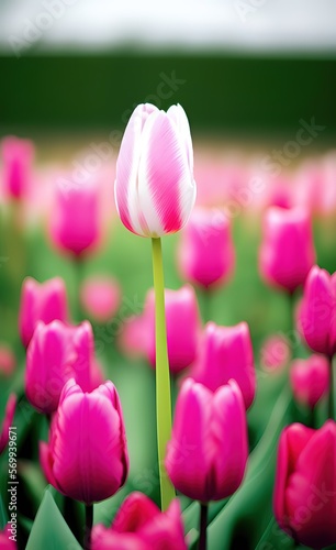 pink tulips in the garden created with Generative AI technology