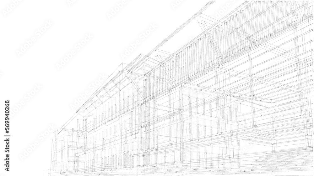 Architectural sketch of a building Architectural sketch of a building