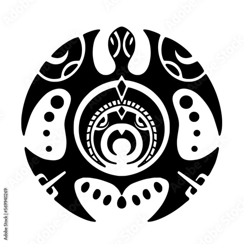 Tribal turtle tattoo design Polynesian style. Aboriginal samoan. illustration EPS10