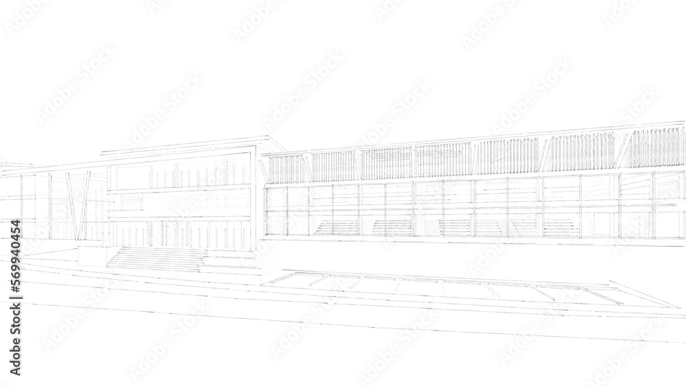 Architectural sketch of a building Architectural sketch of a building