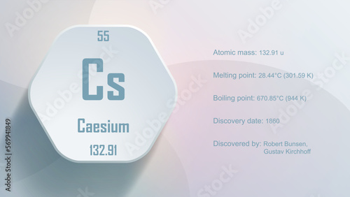 Modern periodic table element Caesium 3D Vector Illustration
