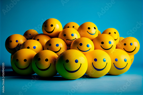 Many yellow smiley face balls