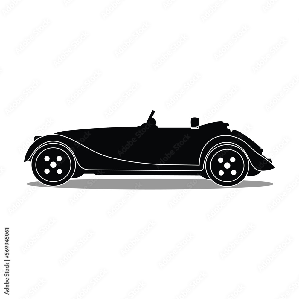 vector illustration of black classic car isolated on white