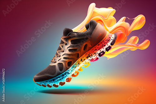 Realistic shoe illustration, fashion store landing page concept. generative ai © Alfaza503