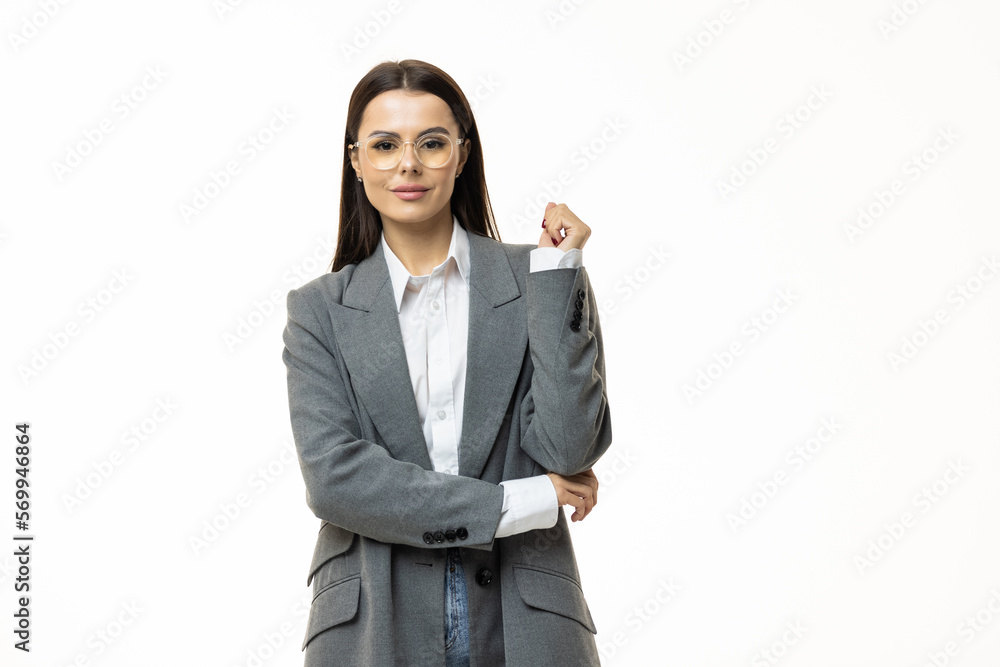 Beautiful young businesswoman portrait isolated on white background Beautiful young businesswoman portrait isolated on white background