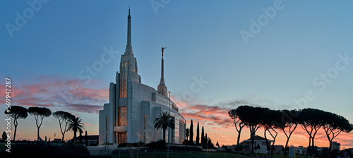 Photos The baroque revival styled Rome Italy Temple mormon church in Rome at dawn