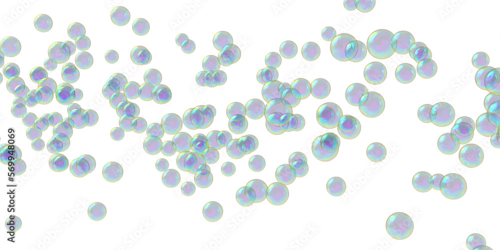 Soap bubbles Isolated White Background 3D rendering
