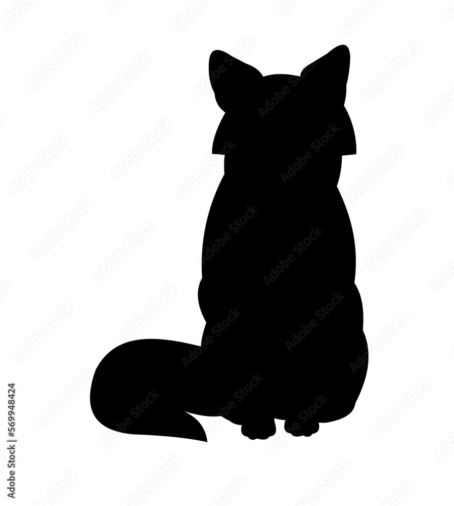 Obraz premium Fox sitting. Animal silhouette. Wild life picture. Isolated on white background. Vector.