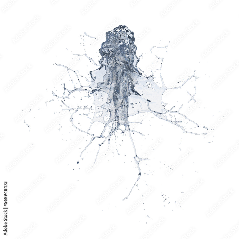 Obraz premium Water splash isolated transparent background 3d rendering 