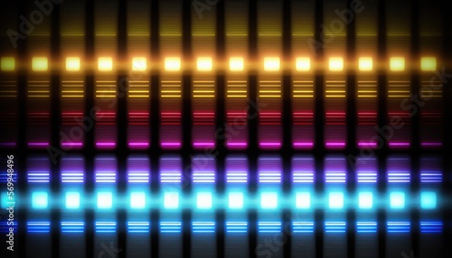Neon Light Lines Structure Closeup. Generative AI.