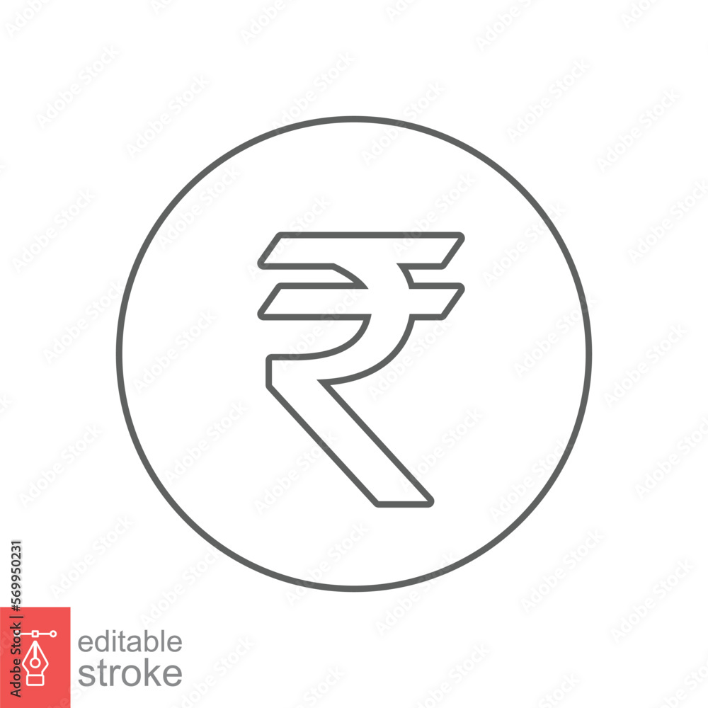 Rupee line icon. Simple outline style, rupee symbol. Bank, money cash business concept. Vector illustration isolated on white background. Editable stroke EPS 10. Rupee line icon. Simple outline style, rupee symbol. Bank, money cash business concept. Vector illustration isolated on white background. Editable stroke EPS 10.