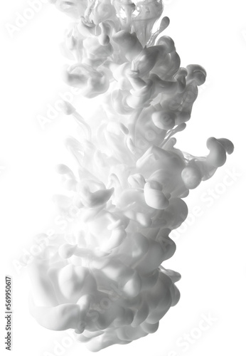 White cloud of paint in water isolated on white abstract background