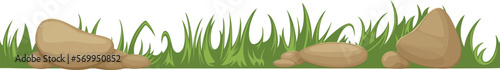 Cartoon ground pattern. Seamless stone and grass border