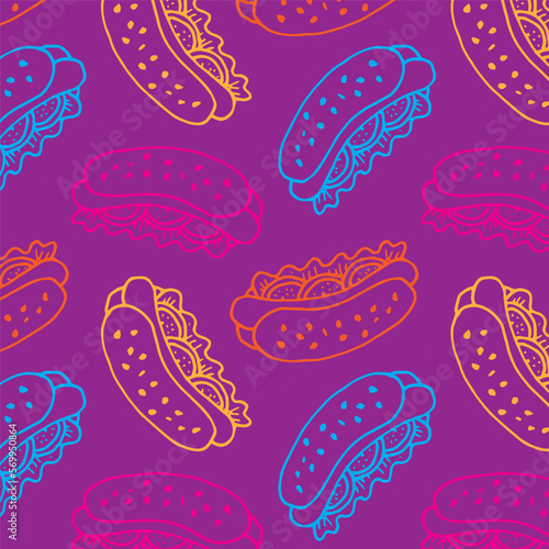 colorful hotdog or sandwich pattern on purple