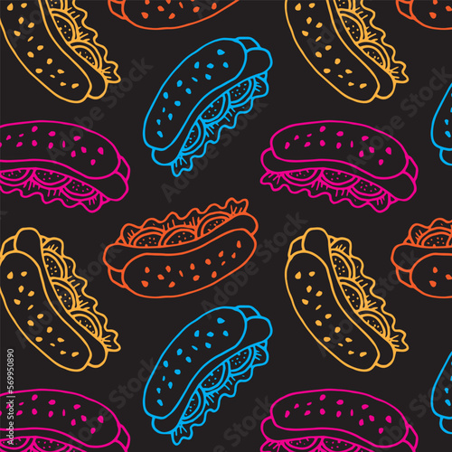 hotdog or sandwich pattern on black