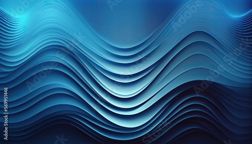 Abstract blue waves background texture, gradient wave pattern, digital art, generative AI illustration.