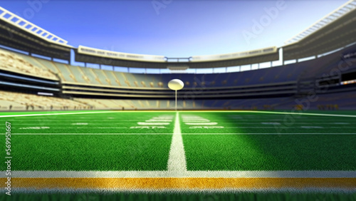 Empty stadium of american football  green field  dramatic lighting created with Generative AI