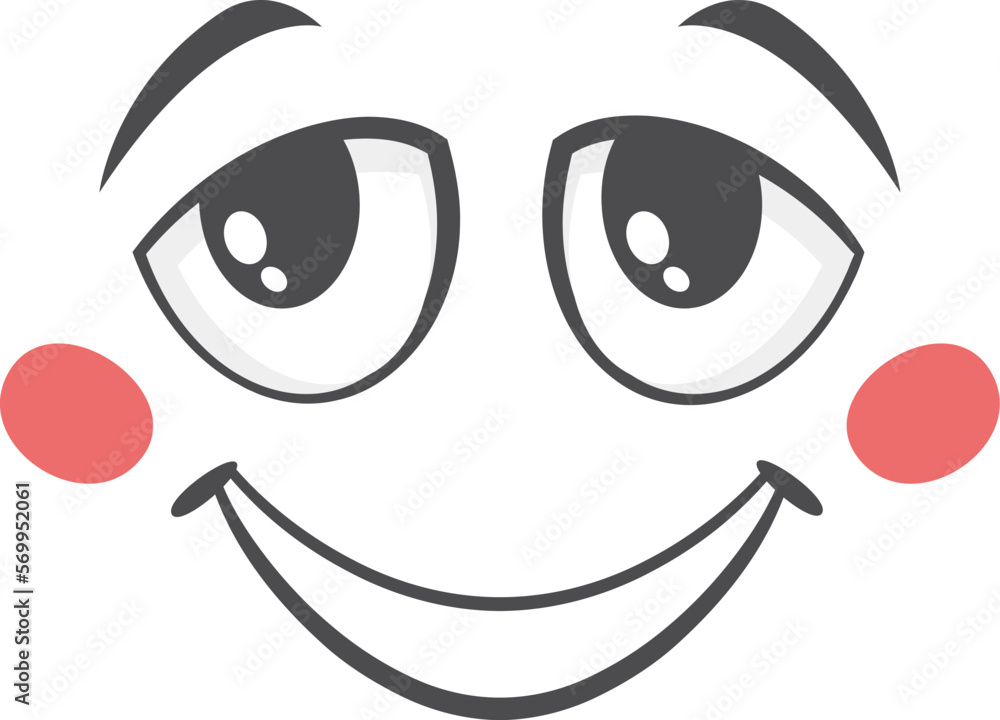 Happy face expression. Contented emotion. Cheerful emoji Happy face expression. Contented emotion. Cheerful emoji