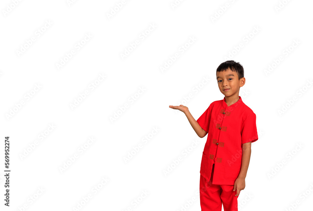 little boy fashion Smiling child in red chinese dress, style and fashion ideas for children. chinese new year