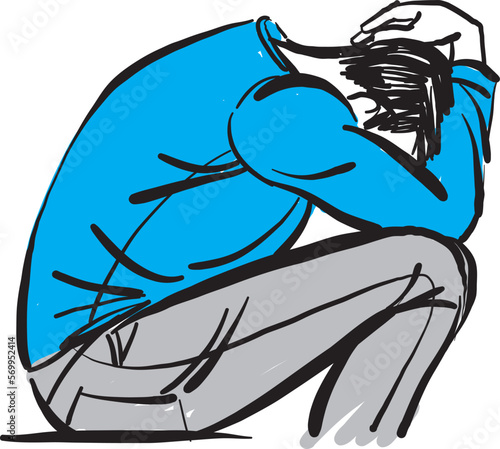man in pain stressed sad depressed depression concept vector illustration