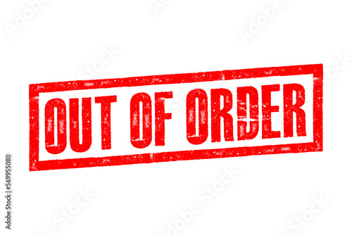 Out of order red Rubber Stamp over a white background.