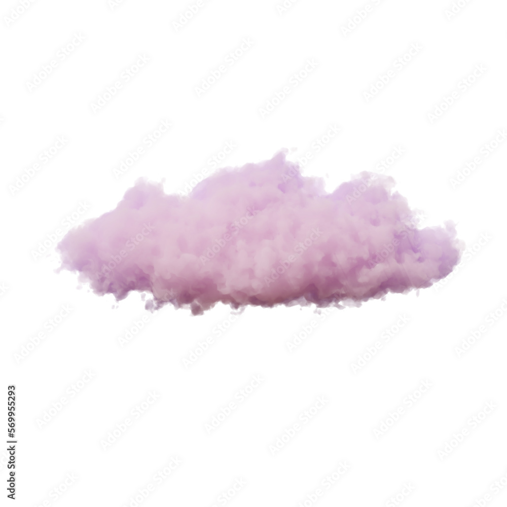 pink cloud on isolated background. 3D render.