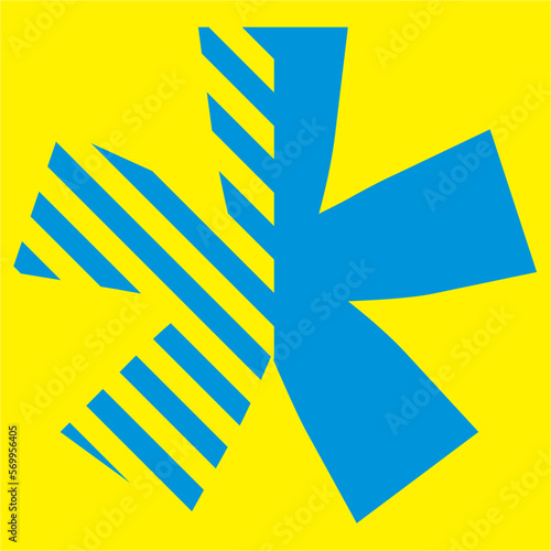 blue numbers and signs on a yellow background