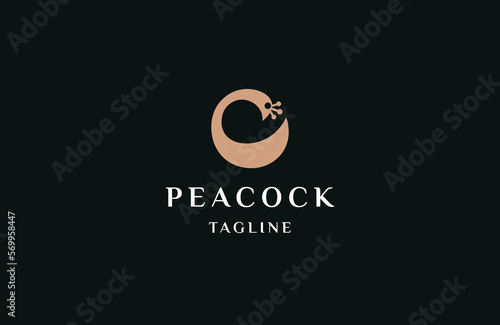 Peacock logo design template flat vector 