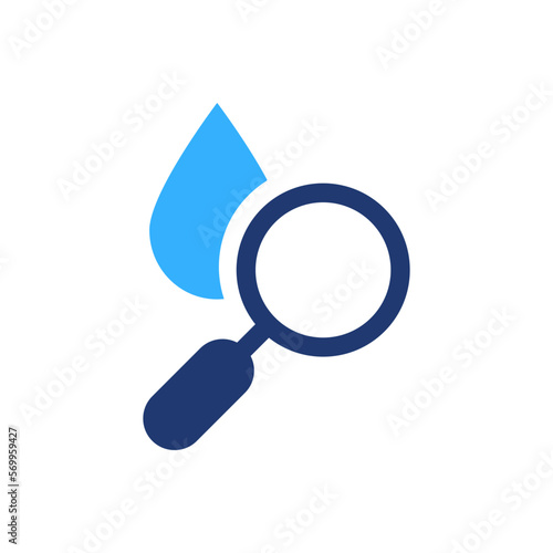 Research Water Quality Silhouette Icon. Magnifying Glass with Drop Water Color Pictogram. Laboratory Microbiology Test for Bacteria. Analysis Quality of Liquid. Vector Isolated Illustration