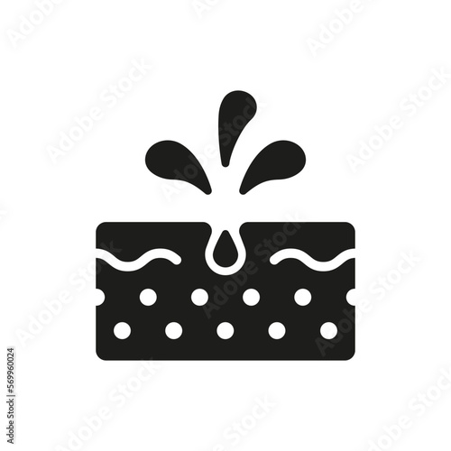 Unclog Skin Face of Dirty Blackhead and Dust Icon. Cleansing Clogged Deep Pore Silhouette Icon. Facial Skin Care Glyph Pictogram. Isolated Vector Illustration
