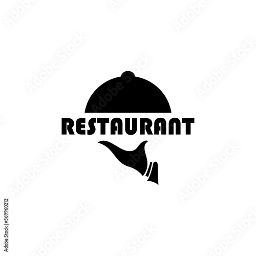 Restaurant sign vector logo of a hand lifting a dish