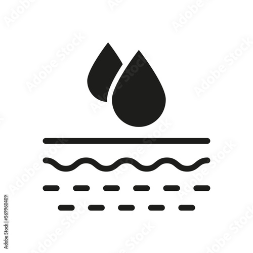 Moisture Skin Concept Silhouette Icon. Moisturizing Face and Body Skin Glyph Pictogram. Skin Layer Absorb Water Drop Icon. Anti Dry Skincare. Isolated Vector Illustration
