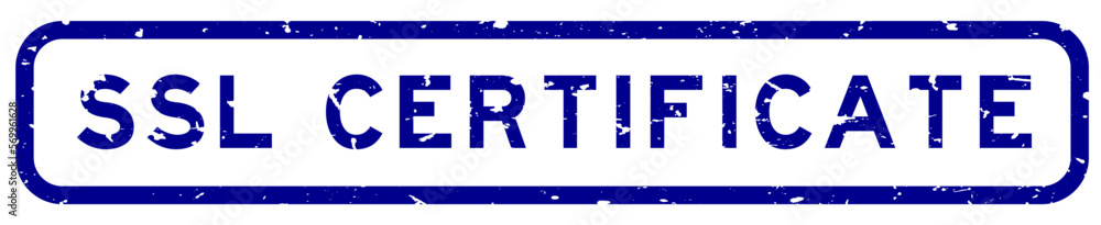 Grunge blue SSL (Abbreviation of secure sockets layer) certificate word square rubber seal stamp on white background Grunge blue SSL (Abbreviation of secure sockets layer) certificate word square rubber seal stamp on white background